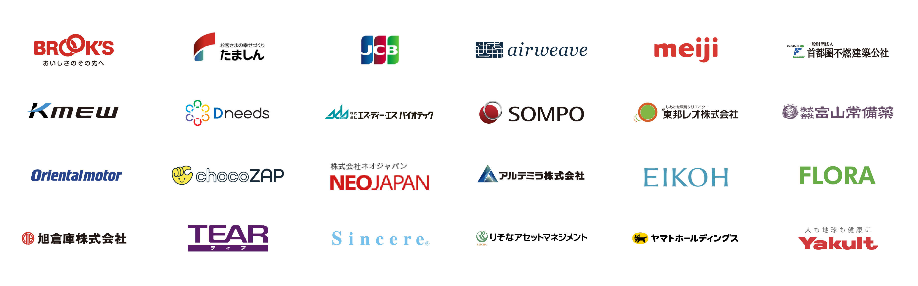 meiji、SOMPO、Yakultなどの取引企業