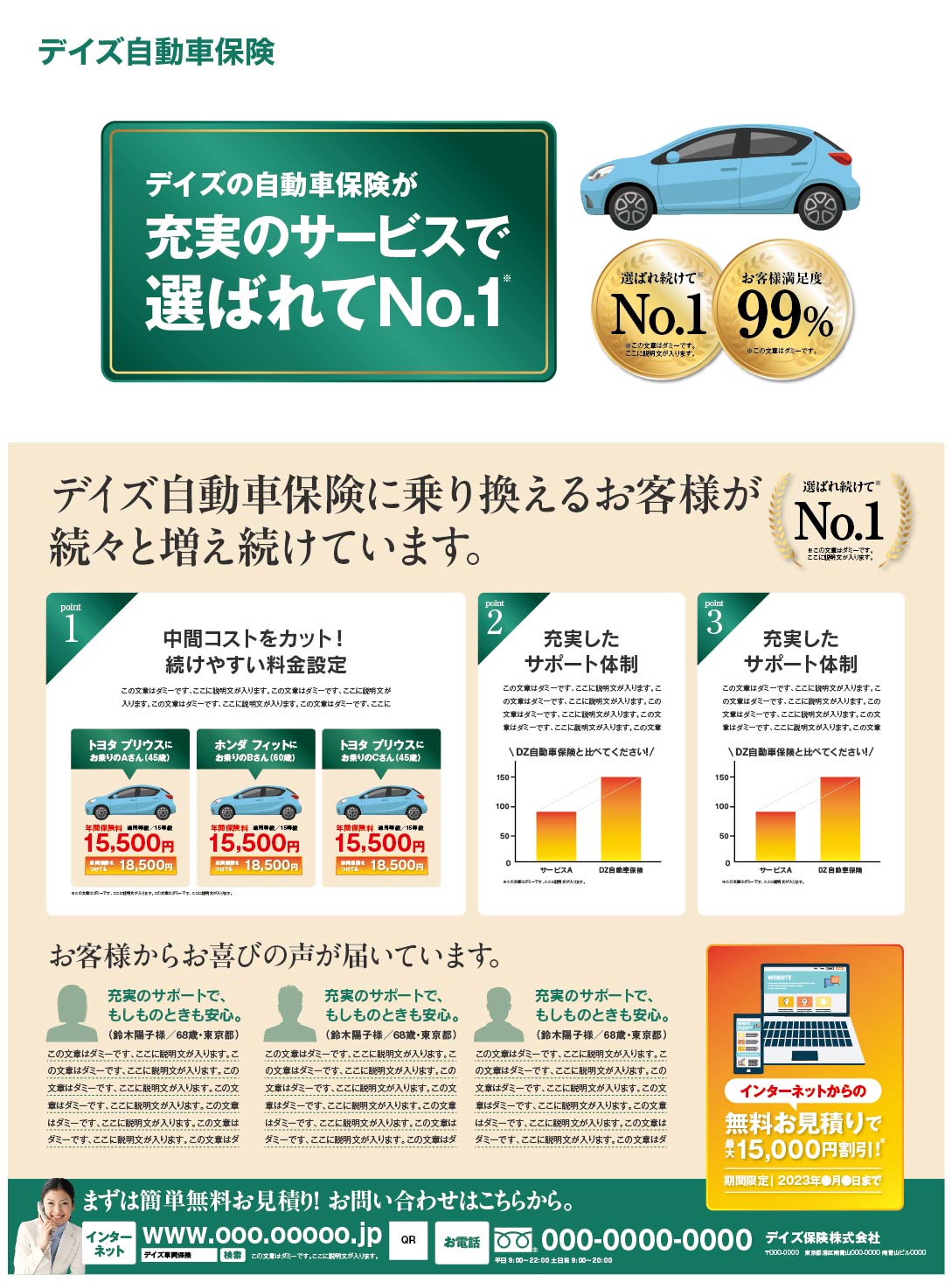 【新聞全15段】自動車保険全15段新聞広告